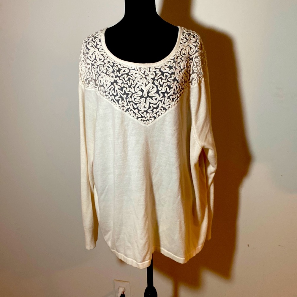 Sweater with Lace Embellishment